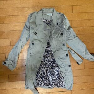 Forever 21 Tan Trench Coat w/ Leopard Lining and peplum style bottom